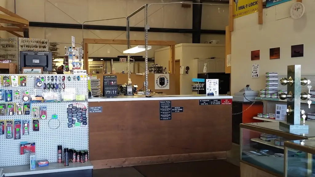 The key wall and service counter inside Valley Lock & Key in Yakima